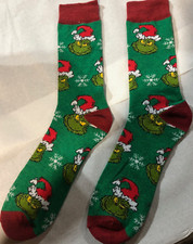  GRINCH HEAD WITH SNOWFLAKES  Socks Dr. Seuss Christmas Dr. Seuss  Style 77
