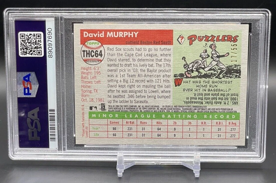 Retrofractor negro Topps Heritage 2004 cromado David Murphy/55 RC PSA 9 #THC-64 Foto 4 de 4