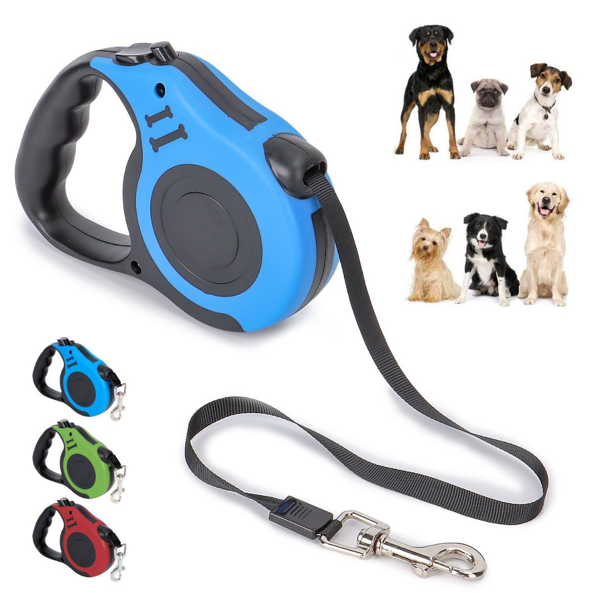 3/5M Retractable Pet Dog Puppy Leash Automatic Flexible Walking Traction Rope - green - 5m