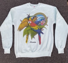 Bonaire Jerzees Vintage Rainforest Parrot Women's Pullover Sweater Size XL