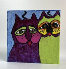 Isabel's World Cats on Canvas Glum Without You Painting Signed 2011