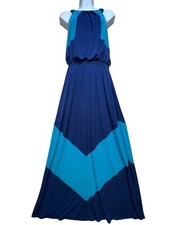 Vince Camuto Womens Colorblock Maxi Dress Sze 6 Blue Teal Sleeveless Summer Chic