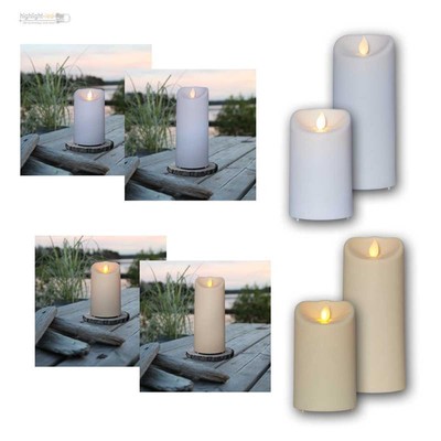 flackernde LED Außen-Kerze M-TWINKLE, bewegte Flamme & Timer, für Outdoor Garten