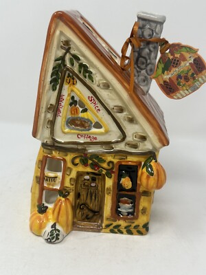 Blue Sky Clayworks Pumpkin Spice Cottage Candle House, Blue Sky Fall, NWT