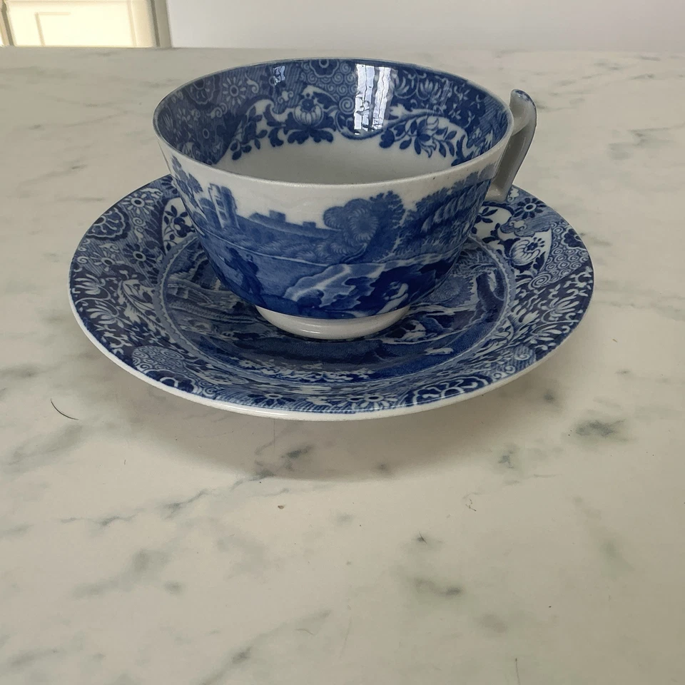 SPODE BLUE ITALIAN CUP AND SAUCER VGC - Image 2 of 4