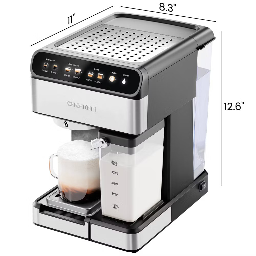 Chefman Barista Pro Espresso Maker Stainless Steel Finish: 1350W Electric