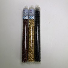 Miyuki 8/0 Round Seed Beads 22g Tubes Lot of 3 - Black, Yellow  Red Picasso