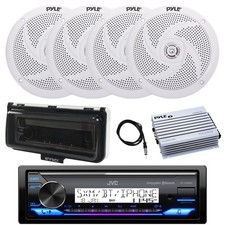 JVC KD-X38MBS Marine Radio, Amp, 4x 8" 320 Watt Speakers, Cover White , Antenna