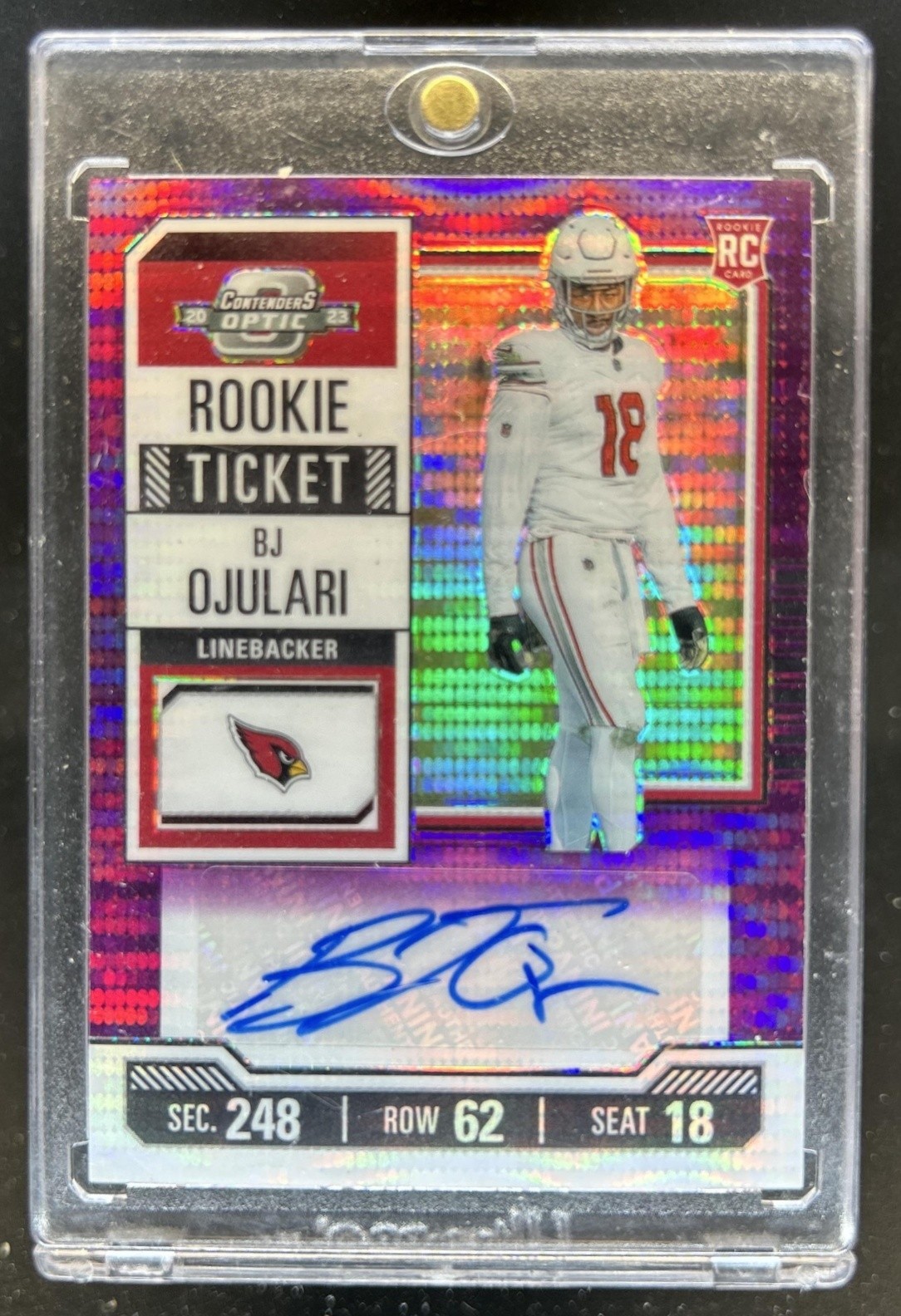 BJ Ojulari Panini Contenders Optic #146 Autograph-Purple Pulsar
