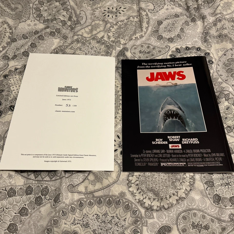 STEVEN SPIELBERG'S JAWS CLASSIC MONSTERS ULTIMATE GUIDE SIGNED w/PRINT 53/250 - Image 2 of 4
