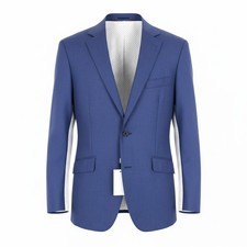 SUITSUPPLY Lazio Men Blazer UK44 Pure Wool Blue Notch Collared Lined Formal