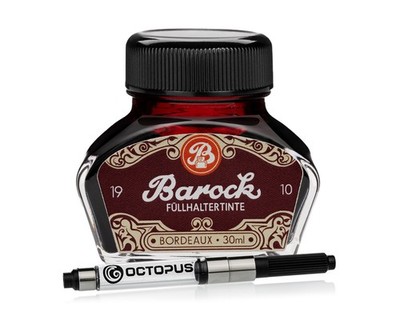Barock 1910 Bordeaux Schreibtinte, Füllertinte im 30 ml Glas, weinrot