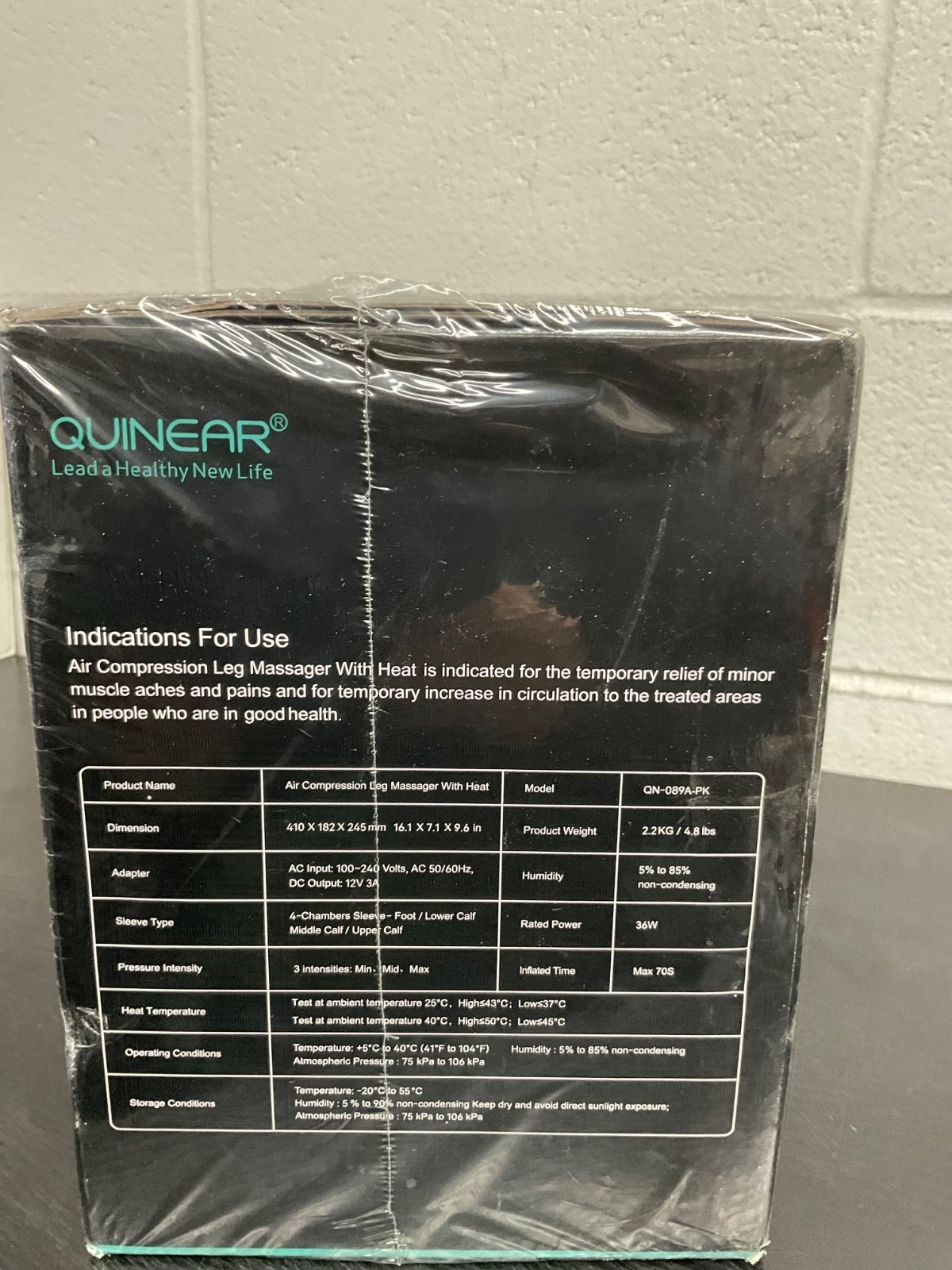 Quinear Air Compression Leg Massager Heat Zipper Design Circulation QN-089A-PK
