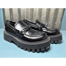 Steve Madden Womens Beckman Chunky Platform Loafers Black Size 7 Y2K Academia