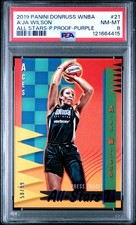 2019 PANINI DONRUSS WNBA ALL STARS PP-PURPLE  #21 A'JA WILSON 58/99 PSA 8