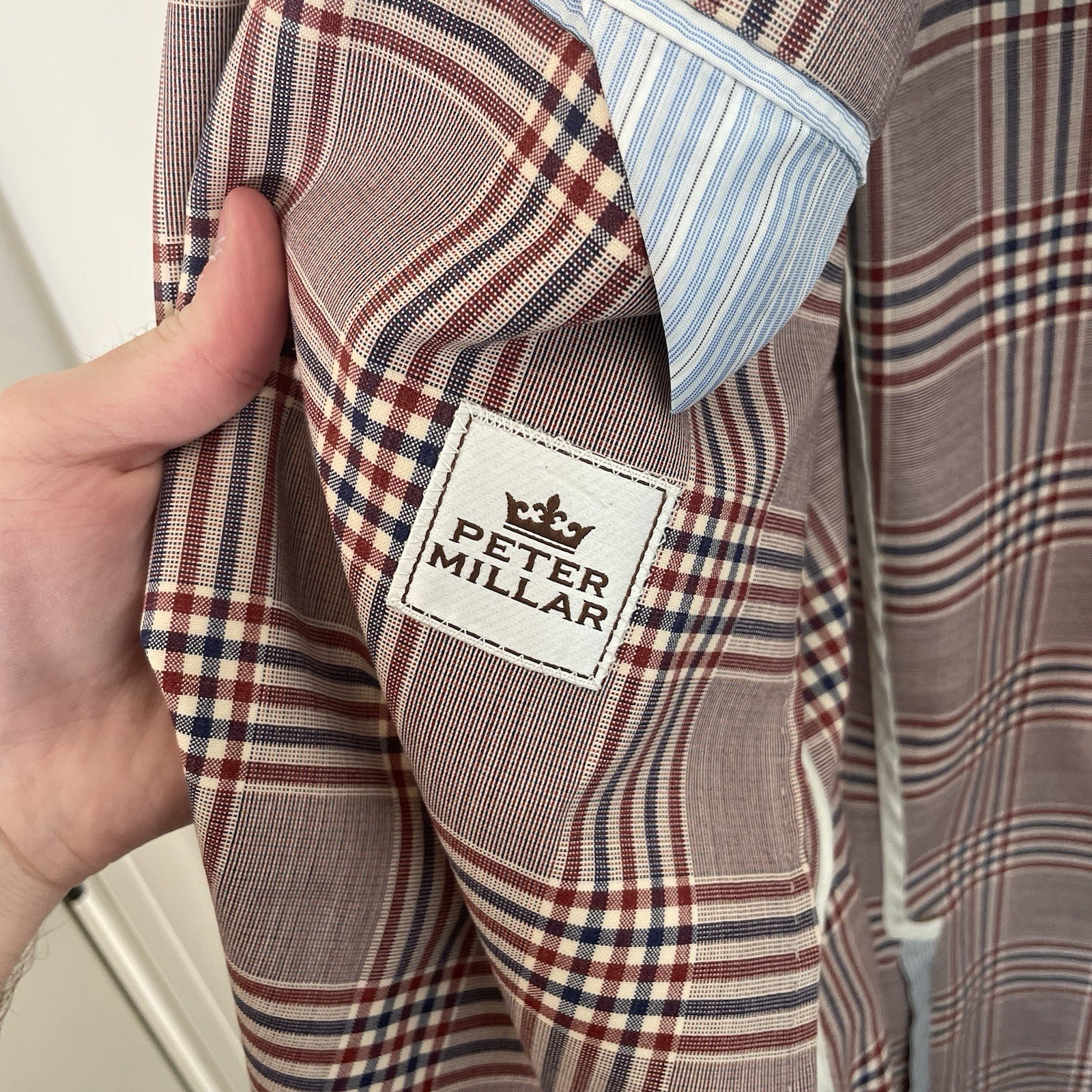 Peter Millar Gingham Checkered 100% Wool Blazer M… - image 11