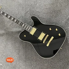 A Custom Black TL Electric Guitar Featuring Fixed Bridge and Gold Parts 6 String