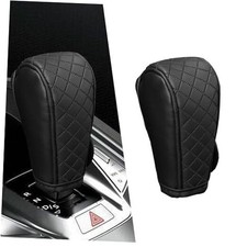 Car Gear Shift Cover, Anti-Slip Leather Shift Knob Cover for Shift Lever Black