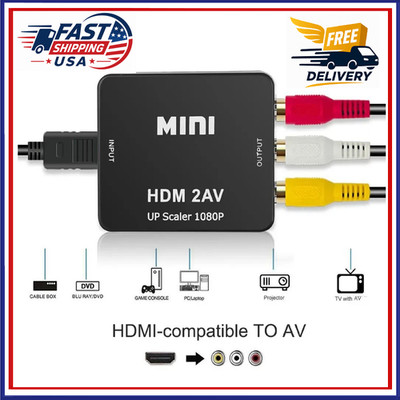 HDMI2AV Mini Converter HDMI to AV Adapter HDMI to RCA 1080P HD Video Audio - USA