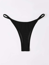 Shein Women's Black Swimwear Swimsuit Cheeky G-String Thong Bikini Bottoms