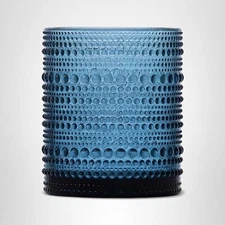 D&V By Fortessa Jupiter Double Old Fashion Glass 10 oz Set of 6 Cornflower Blue