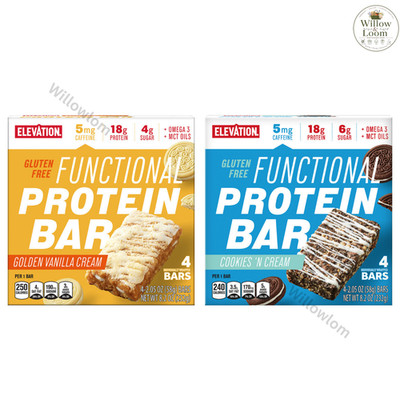 Elevation Golden Vanilla & Cookies 'N Cream Functional Protein Bar 8.2 oz Each