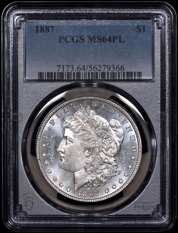 1887 Morgan Silver Dollar $1 PCGS MS64PL - Clean Coin!