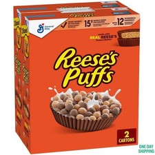 Reese's Puffs Peanut Butter Chocolate Cereal 51.4oz Big Box Free Shipping