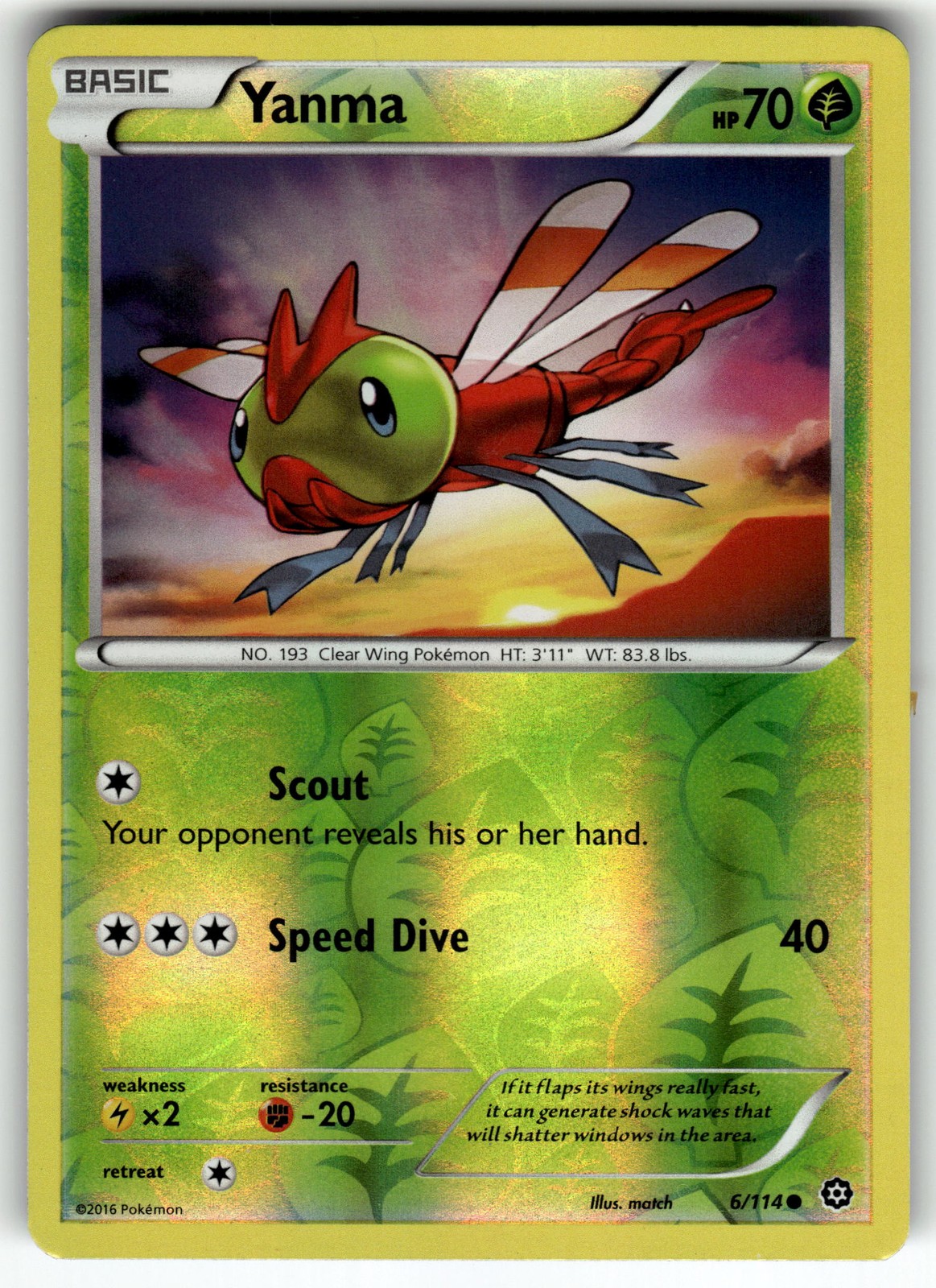 Yanma 6/114 XY - Steam Siege LP Pokemon Card TCG