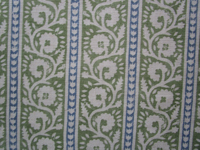GP&J Baker's BIBURY Green Blue On Tint Floral Striped Fabric 66''L Visc. Linen