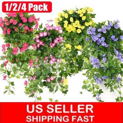 Long Artificial Hanging Plants Fake Flowers Silk Morning Glory Garden Decor NEW