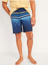 New Old Navy Blue Stripe Flex Stretch Board Shorts Swim Trunks Suit - Size 30
