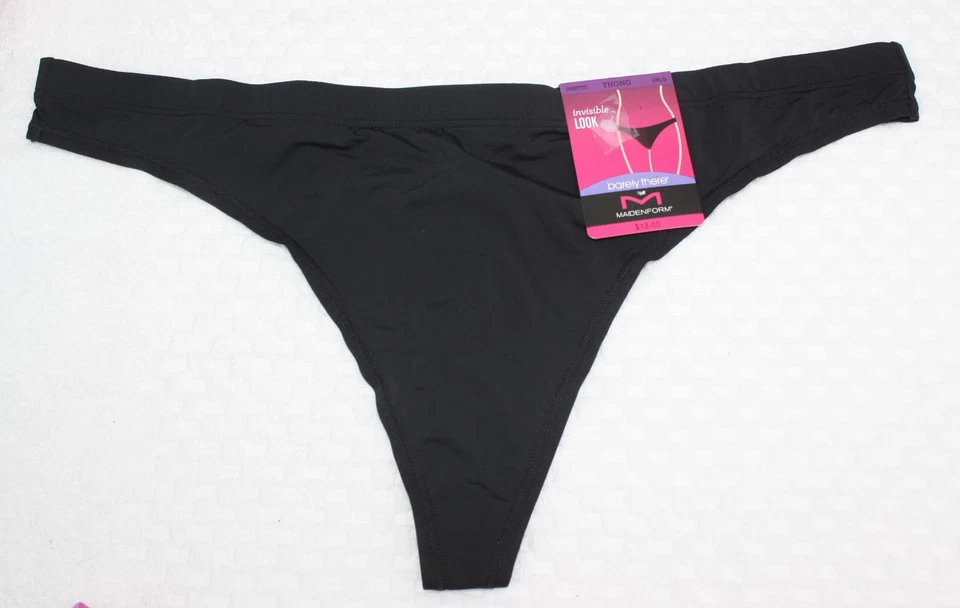 NWT set of 3 BARELY THERE invisible look THONG BLACK PURPLE FLORAL 9/2XL - Image 2 of 4