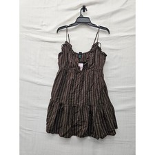 Wild Fable Womens Striped Sleeveless Dress Brown Rayon Blend Casual Size Medium