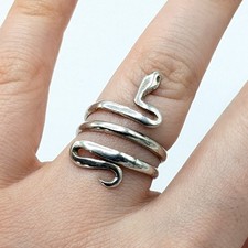 Sterling Silver 925 Winding Coiled Serpent Wrap Cobra Snake Ring Size 6.75