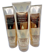 Bath  Body Works Golden Berry Mistletoe Body Cream 8 oz x3