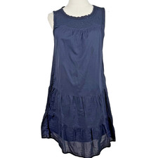 Gap Women's Navy Blue Sleeveless Tiered Ruffle Mini Dress Crochet Trim Boho XS