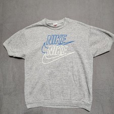 Nike Vintage Sweatshirt Men's Medium Gray Grey Swoosh Made in USA Short Sleeve