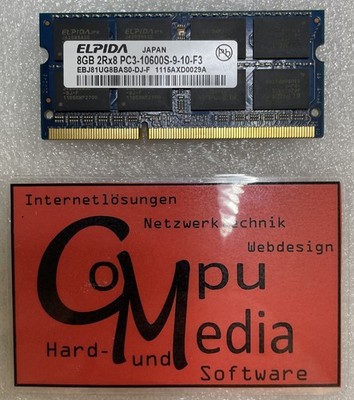 ELPIDA 8GB  2Rx8  PC3-106-9-10-F3   RAM  Lenovo FRU  03x6401   EBJ81UG8BAS0-DJ-F