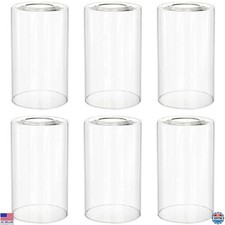 Hedume 6-Pack Clear Glass Lamp Shades - 5.7" Height, 3.5" Diameter, 1.7" Fitter