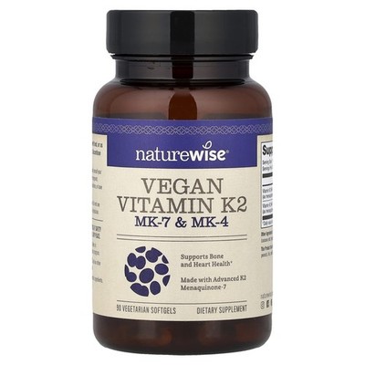 NatureWise, Vegan Vitamin K2, MK-7 und MK-4, 90 vegetarische Weichkapseln