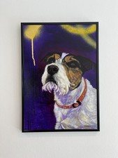 Original Ölgemälde Handgemalt Hund Terrier Kunst Werk Bild Geschenk Deko