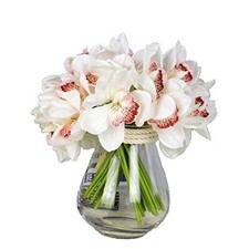 12 PCS High Quaulity Latex Real Touch Cymbidium Orchid Artificial Flower White
