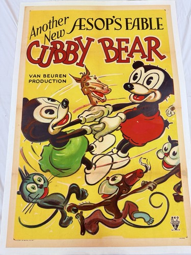 1933 Cubby Bear Original 27x41 Movie Poster Linen Backed RKO Cartoon ...