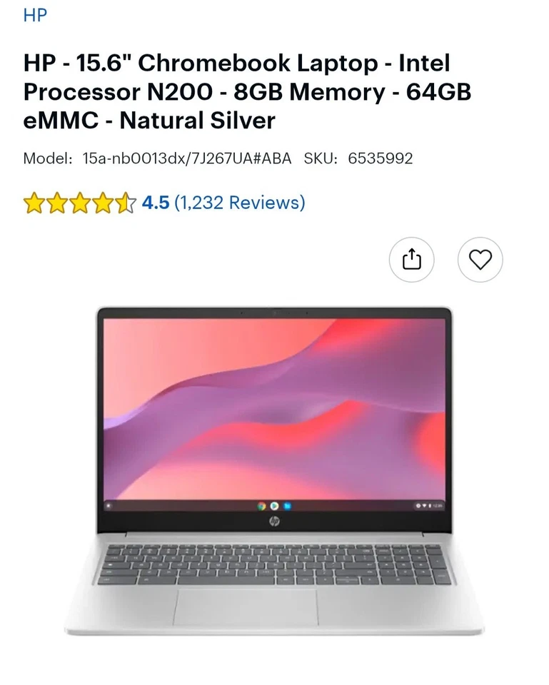 HP - 15.6" Chromebook Laptop - Intel Processor N200 - 8GB Memory - 64GB  - Image 2 of 4