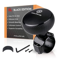 FOURING BL Steering Wheel Knob Spinner - Universal Non-Slip Fit, Large- Black