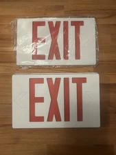 LED Emergency Exit Sign with Red Lettering. Battery Backup. 2 Pack.