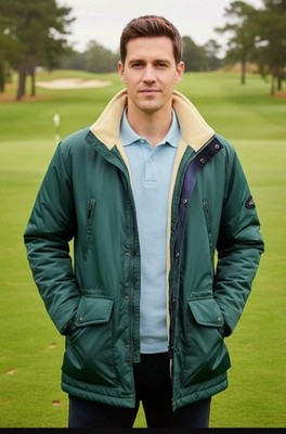 Greg Norman Colletion Golf Jacket   Men's Medium Green, Fleece Lined NWT
