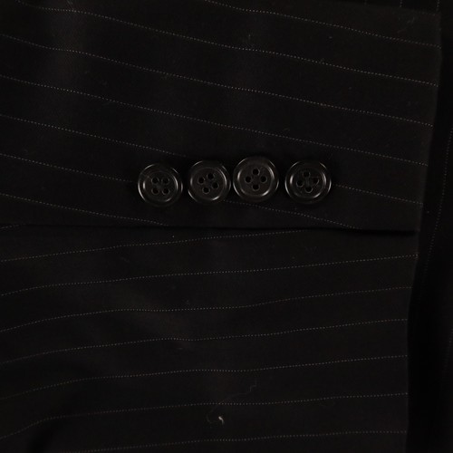 Jos A Bank Jacket L 44R Black Pinstripe Herringbone 100% Wool Twill Blazer - Picture 4 of 16