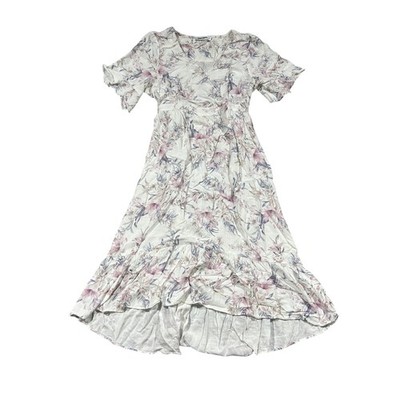 Just Jeans Dress Womens 12 Colourful Floral Wrap Hi Low Belted Ruffle Summer